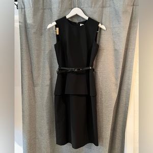 Vicky Tiel Black Peplum Dress with Faux Leather Belt Size 2